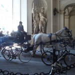 Riding through the arch to the palace of sissi